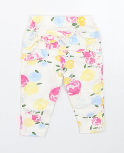 Primark Girls Multicoloured Floral Cotton Jogger Leggings Size 3-6 Months