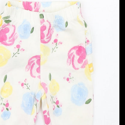 Primark Girls Multicoloured Floral Cotton Jogger Leggings Size 3-6 Months