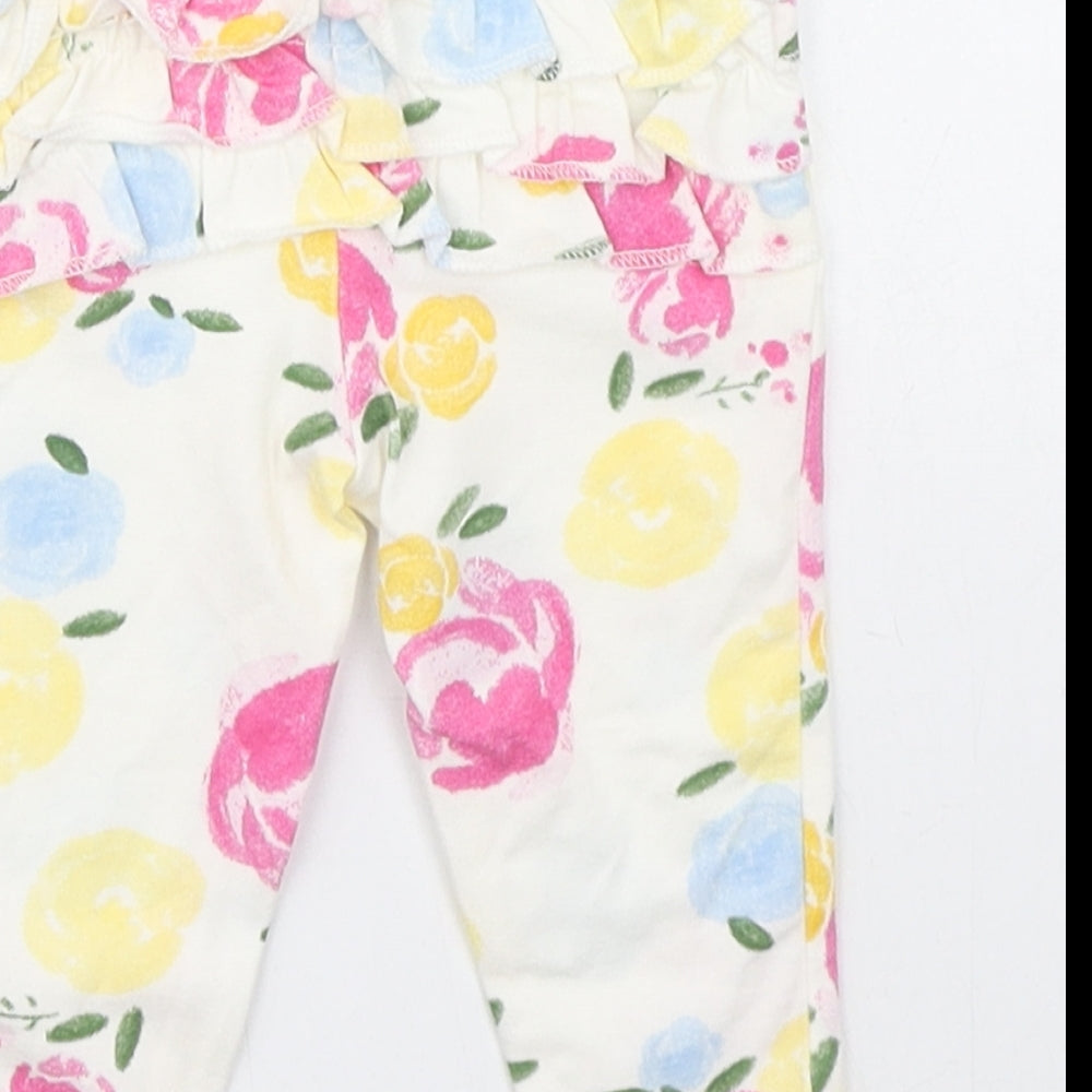 Primark Girls Multicoloured Floral Cotton Jogger Leggings Size 3-6 Months