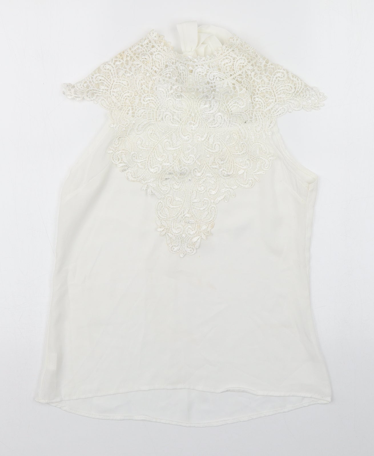 Womens UK Size S Preworn Ivory Tunic Blouse