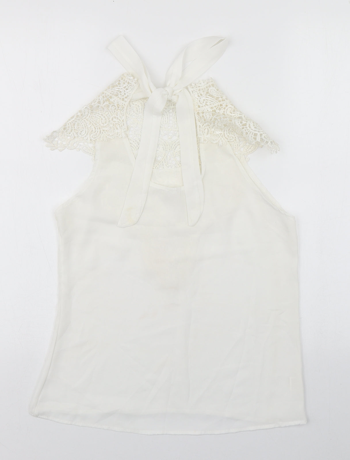 Womens UK Size S Preworn Ivory Tunic Blouse