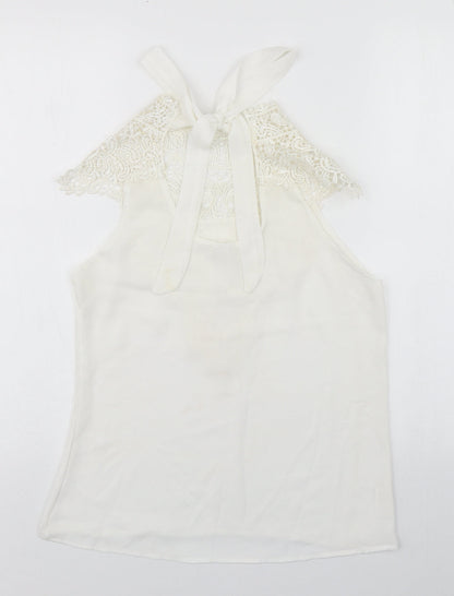 Womens UK Size S Preworn Ivory Tunic Blouse