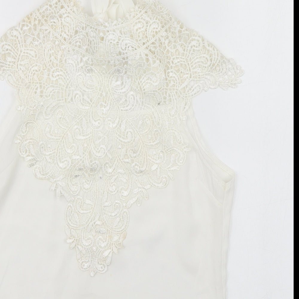 Womens UK Size S Preworn Ivory Tunic Blouse