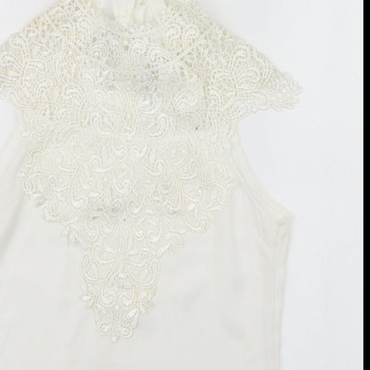 Womens UK Size S Preworn Ivory Tunic Blouse