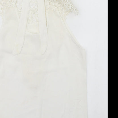 Womens UK Size S Preworn Ivory Tunic Blouse