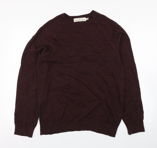 H&M Mens Purple Round Neck  Cotton Pullover Jumper Size M
