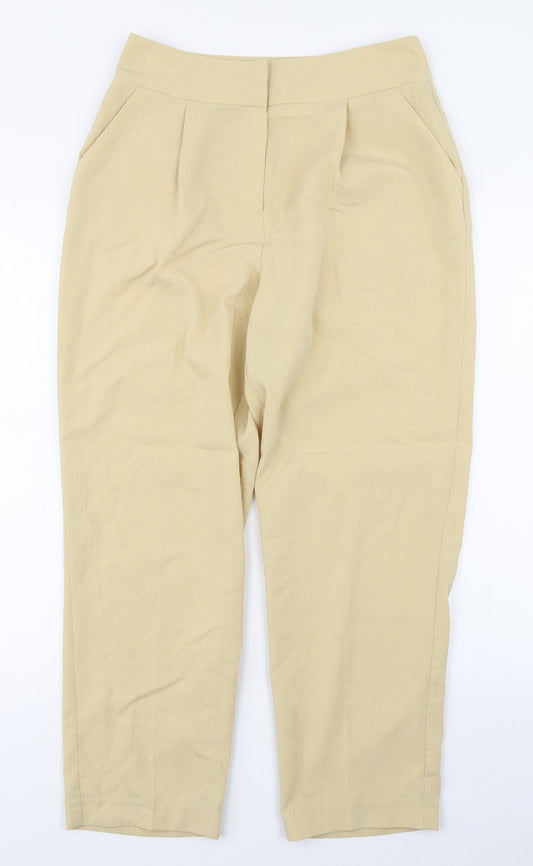 Primark Womens Yellow  Viscose Carrot Trousers Size 12 L26 in Regular Zip