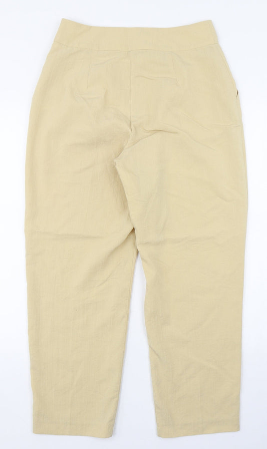Primark Womens Yellow  Viscose Carrot Trousers Size 12 L26 in Regular Zip