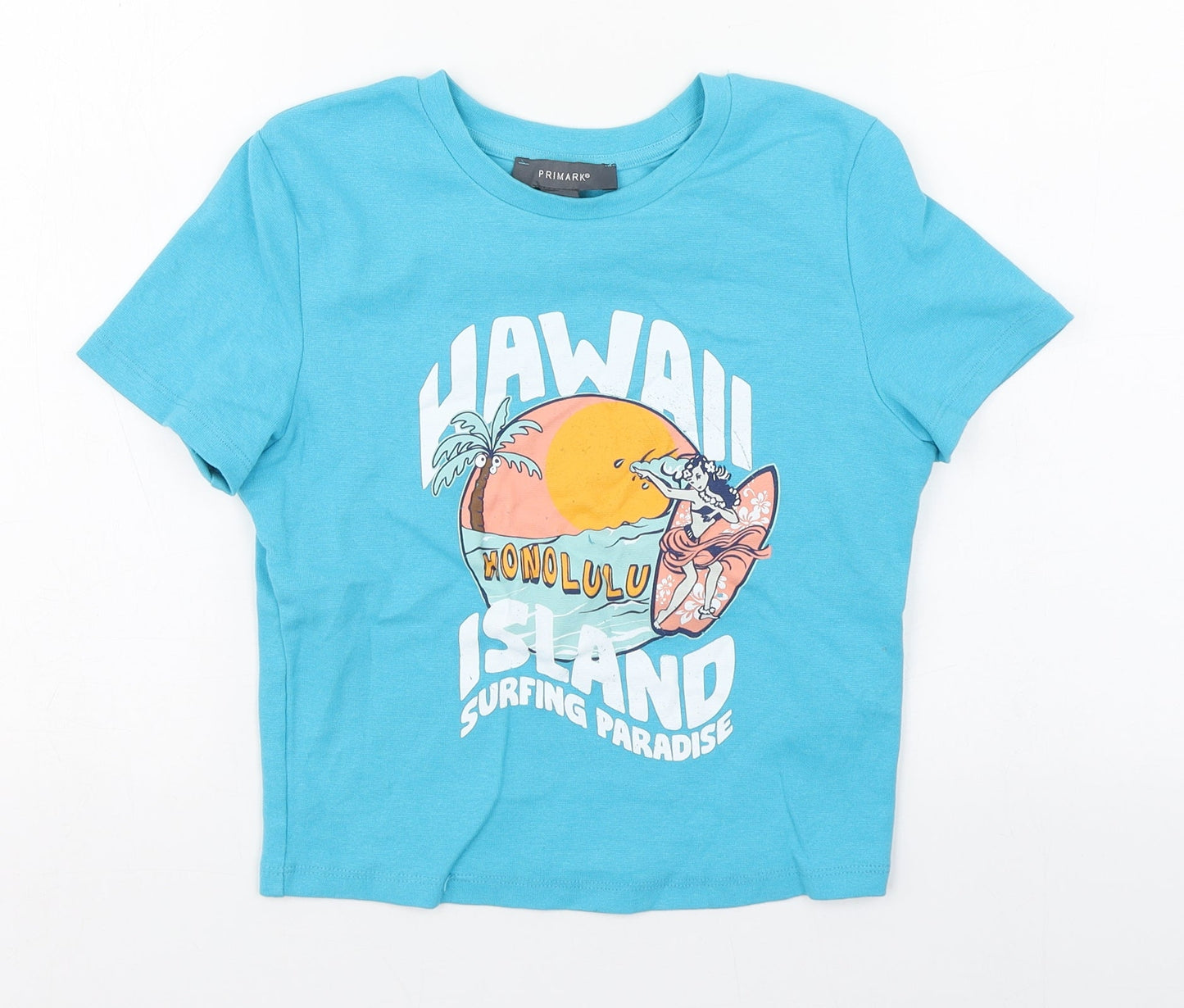 Primark Womens Blue  Cotton Basic T-Shirt Size XS Round Neck