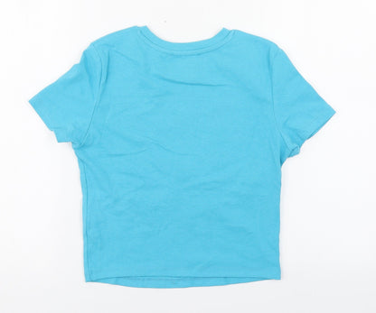 Primark Womens Blue  Cotton Basic T-Shirt Size XS Round Neck