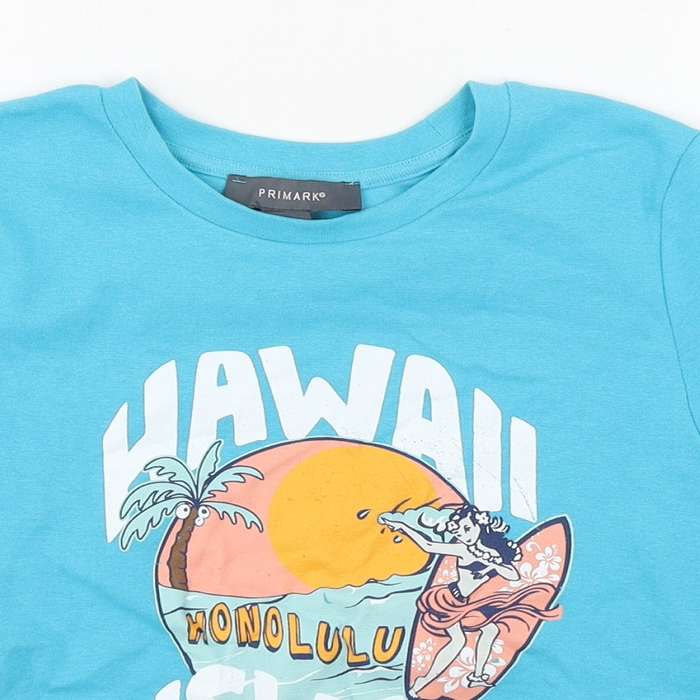 Primark Womens Blue  Cotton Basic T-Shirt Size XS Round Neck