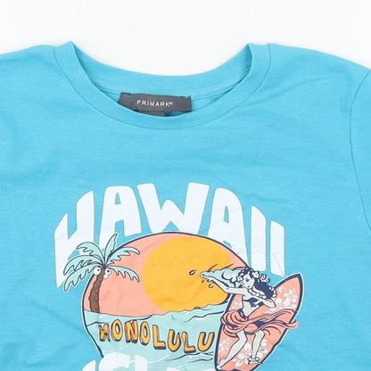 Primark Womens Blue  Cotton Basic T-Shirt Size XS Round Neck