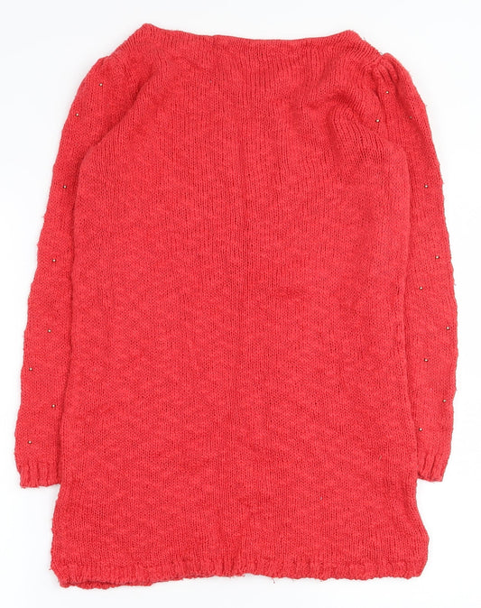 Oasis Womens Red Round Neck  100% Cotton Pullover Jumper Size XS