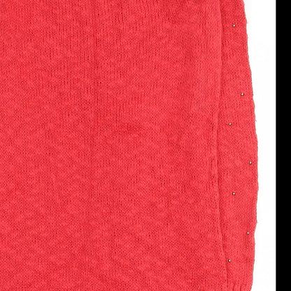 Oasis Womens Red Round Neck  100% Cotton Pullover Jumper Size XS