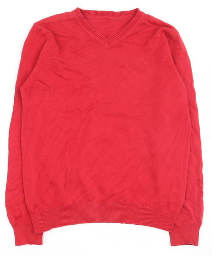 George Girls Red V-Neck  Cotton Pullover Jumper Size 10-11 Years  Pullover - School wear