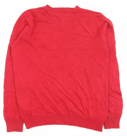 George Girls Red V-Neck  Cotton Pullover Jumper Size 10-11 Years  Pullover - School wear