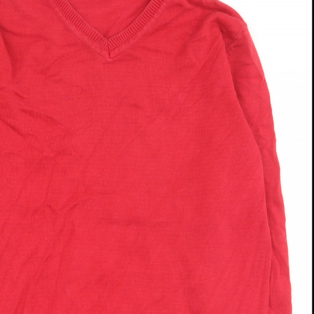 George Girls Red V-Neck  Cotton Pullover Jumper Size 10-11 Years  Pullover - School wear