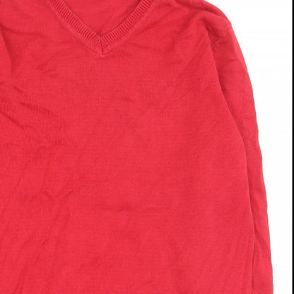 George Girls Red V-Neck  Cotton Pullover Jumper Size 10-11 Years  Pullover - School wear