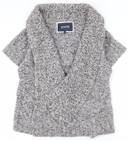 Womens UK Size 12 Maine New England Grey Cardigan Jumper