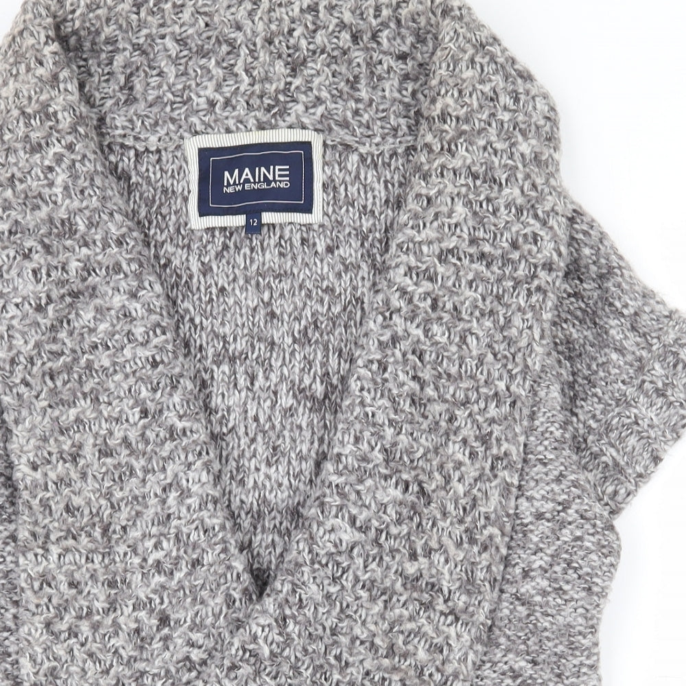 Womens UK Size 12 Maine New England Grey Cardigan Jumper