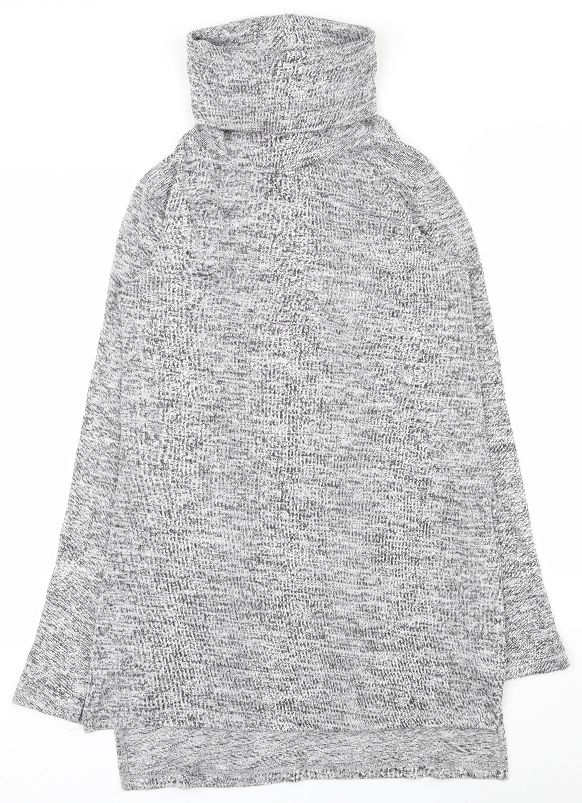 Okeysi Womens Grey  Polyester Basic T-Shirt Size S Roll Neck