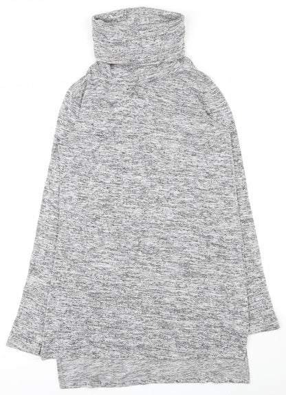 Okeysi Womens Grey  Polyester Basic T-Shirt Size S Roll Neck