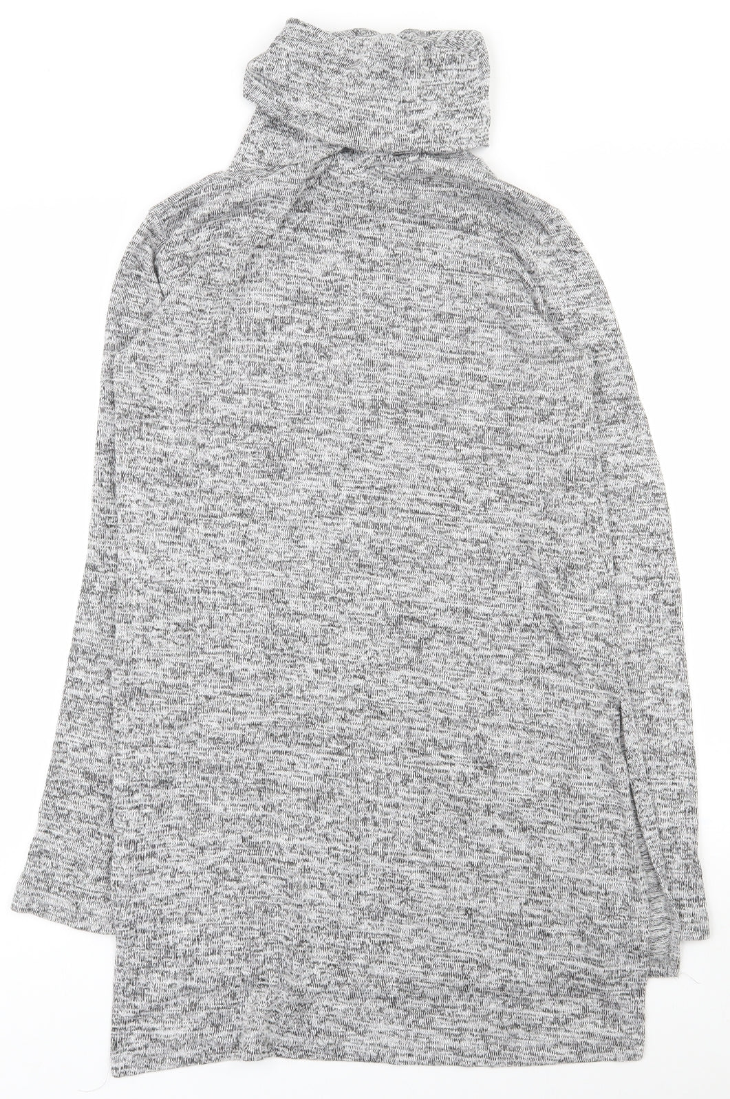 Okeysi Womens Grey  Polyester Basic T-Shirt Size S Roll Neck