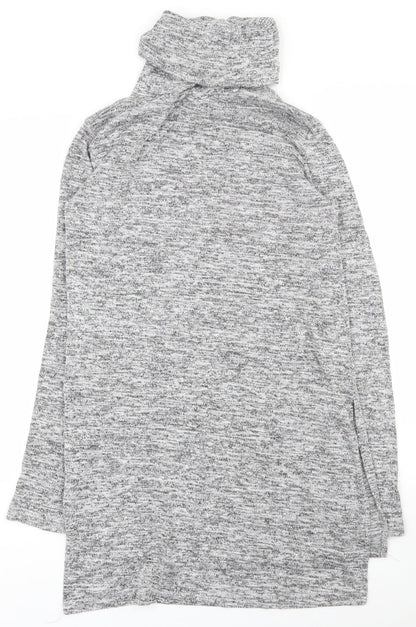 Okeysi Womens Grey  Polyester Basic T-Shirt Size S Roll Neck