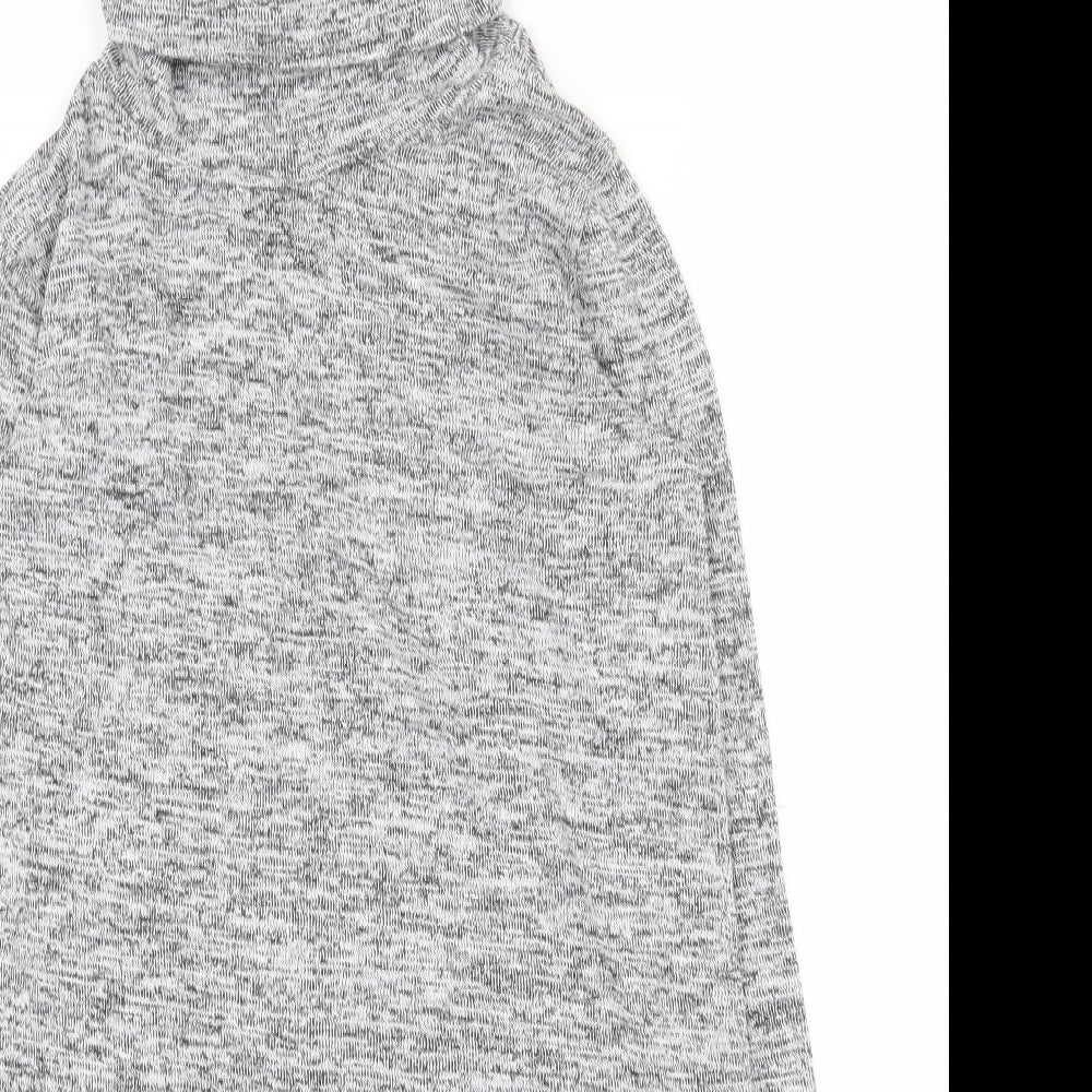 Okeysi Womens Grey  Polyester Basic T-Shirt Size S Roll Neck