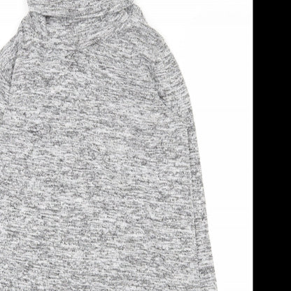 Okeysi Womens Grey  Polyester Basic T-Shirt Size S Roll Neck