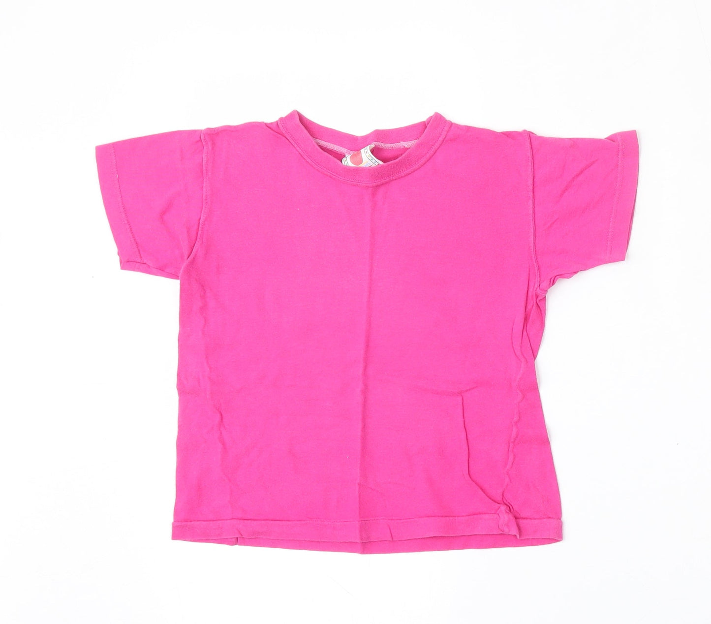 Adams Girls Pink  Cotton Basic T-Shirt Size 5-6 Years Round Neck