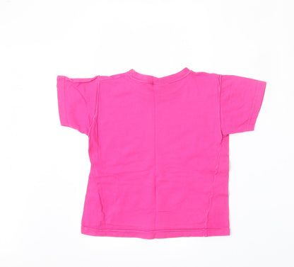 Adams Girls Pink  Cotton Basic T-Shirt Size 5-6 Years Round Neck