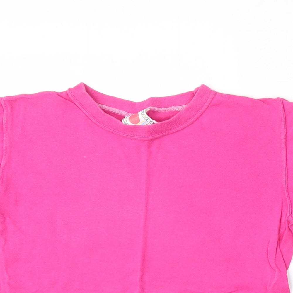 Adams Girls Pink  Cotton Basic T-Shirt Size 5-6 Years Round Neck