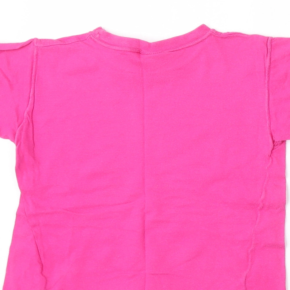 Adams Girls Pink  Cotton Basic T-Shirt Size 5-6 Years Round Neck