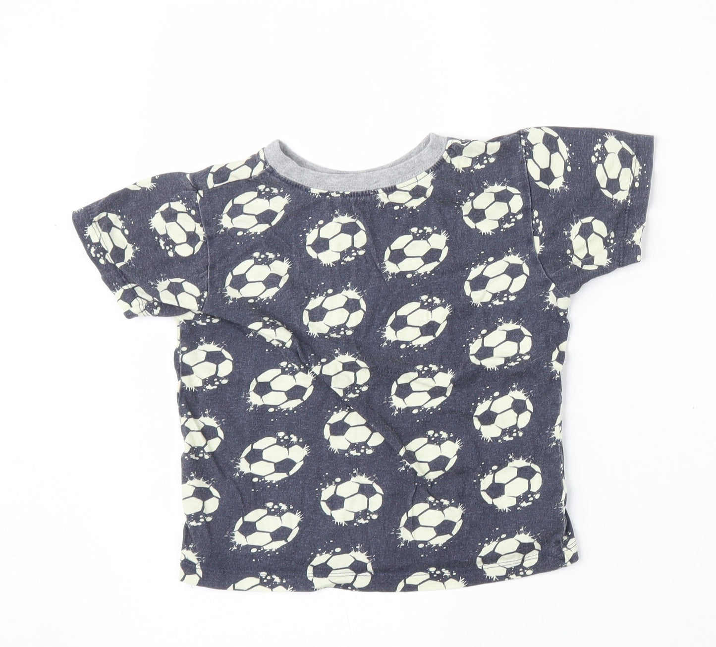 Kids Boys Blue Geometric Cotton Basic T-Shirt Size 6-7 Years Round Neck  - FOOTBALL