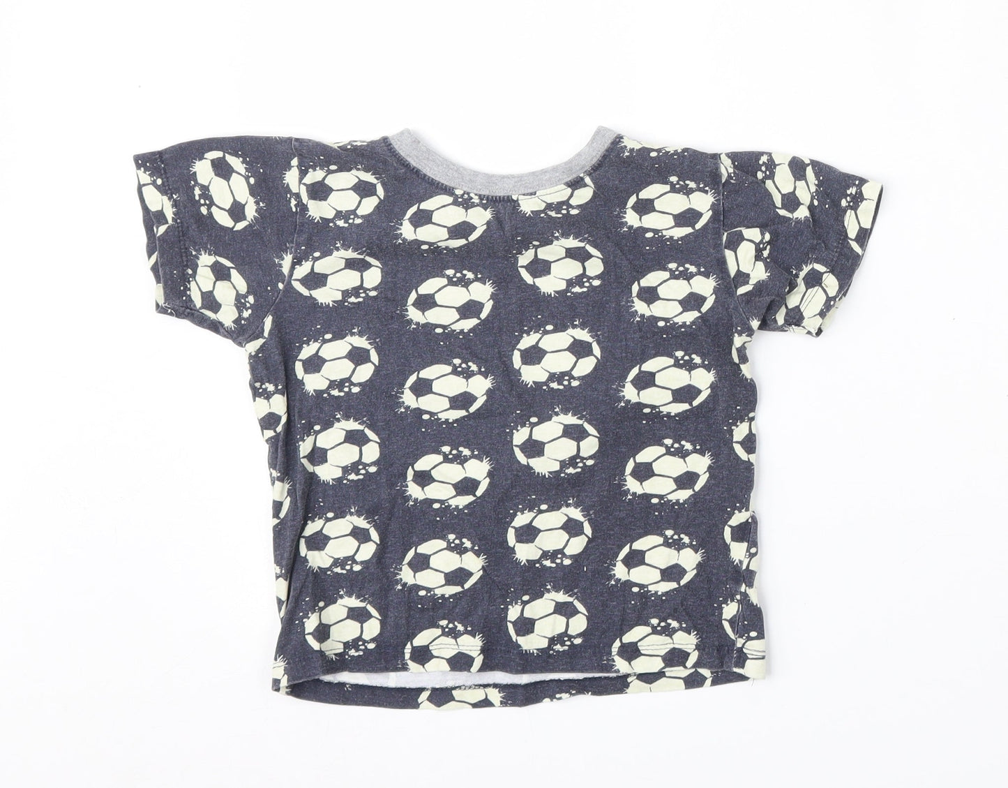 Kids Boys Blue Geometric Cotton Basic T-Shirt Size 6-7 Years Round Neck  - FOOTBALL