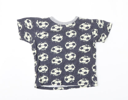 Kids Boys Blue Geometric Cotton Basic T-Shirt Size 6-7 Years Round Neck  - FOOTBALL