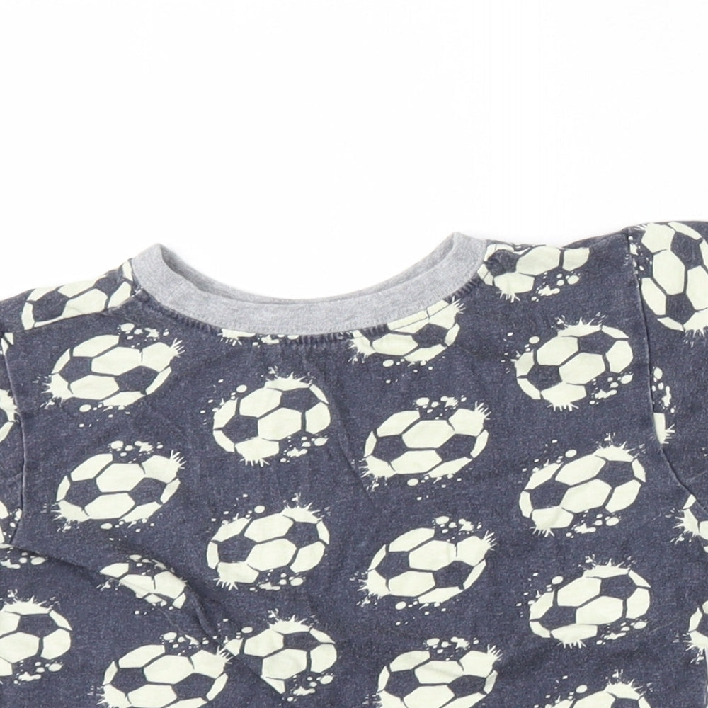 Kids Boys Blue Geometric Cotton Basic T-Shirt Size 6-7 Years Round Neck  - FOOTBALL
