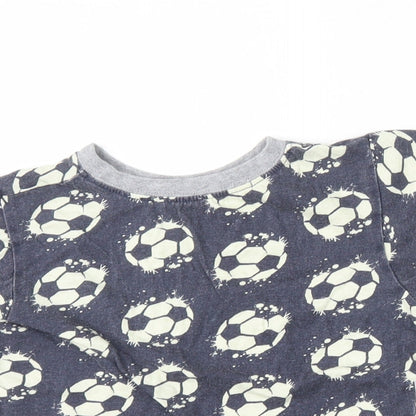 Kids Boys Blue Geometric Cotton Basic T-Shirt Size 6-7 Years Round Neck  - FOOTBALL