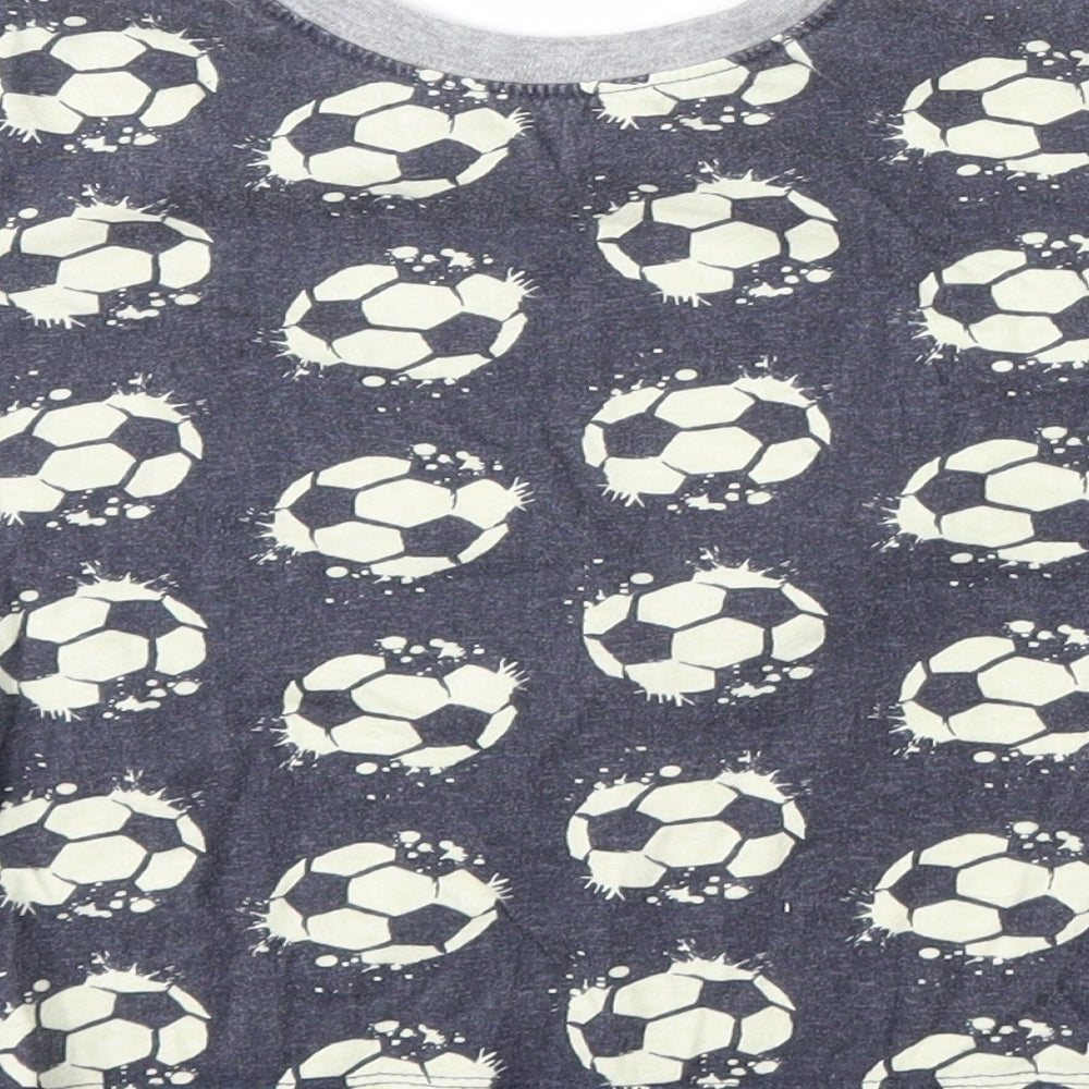 Kids Boys Blue Geometric Cotton Basic T-Shirt Size 6-7 Years Round Neck  - FOOTBALL