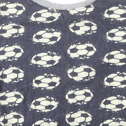 Kids Boys Blue Geometric Cotton Basic T-Shirt Size 6-7 Years Round Neck  - FOOTBALL