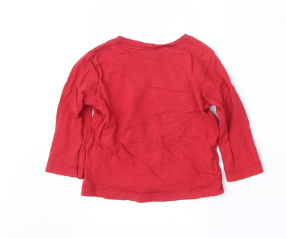 United Colors of Benetton Boys Red  Cotton Basic T-Shirt Size 12-18 Months Round Neck