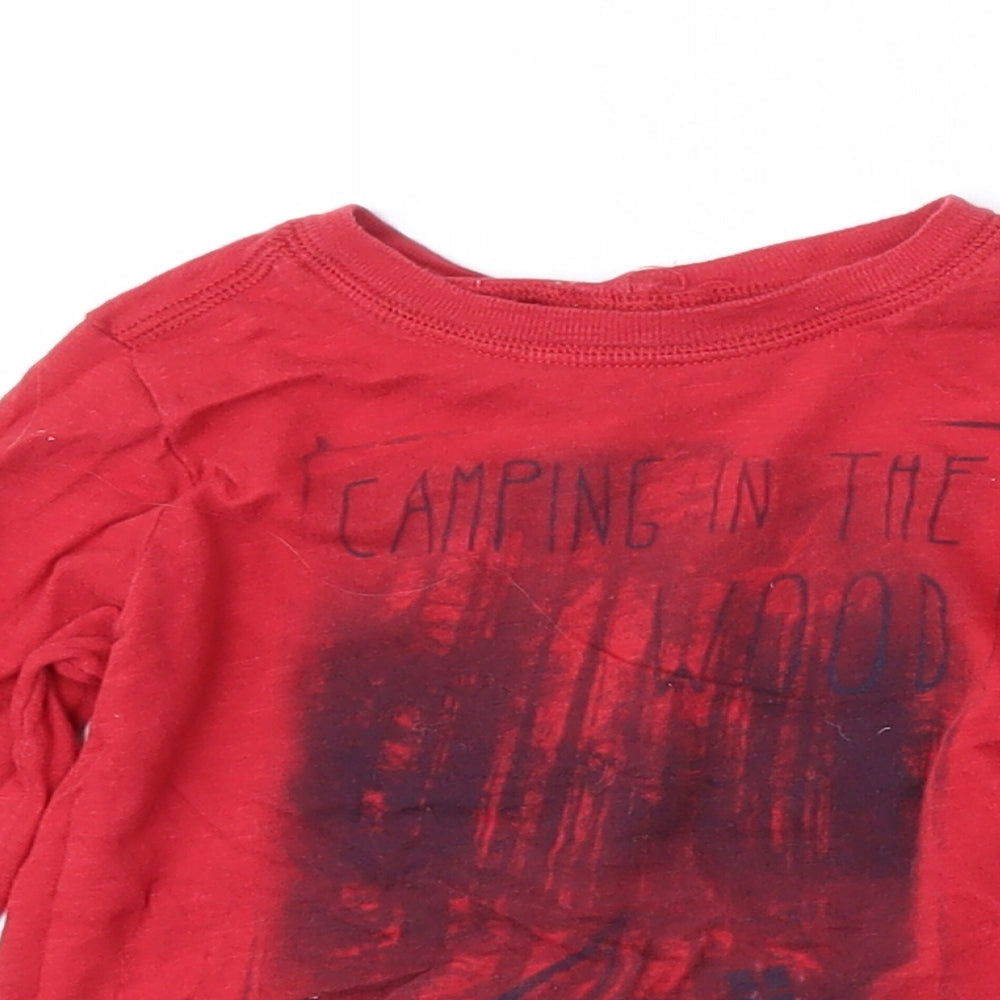 United Colors of Benetton Boys Red  Cotton Basic T-Shirt Size 12-18 Months Round Neck