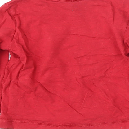 United Colors of Benetton Boys Red  Cotton Basic T-Shirt Size 12-18 Months Round Neck