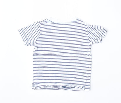 Dunnes Stores Boys Multicoloured Striped Cotton Basic T-Shirt Size 12-18 Months Round Neck