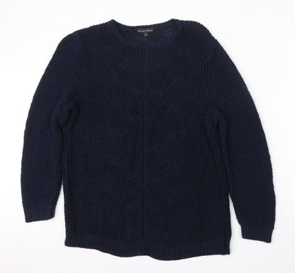 Love Knitwear Womens Blue Round Neck  Polyester Pullover Jumper Size 20