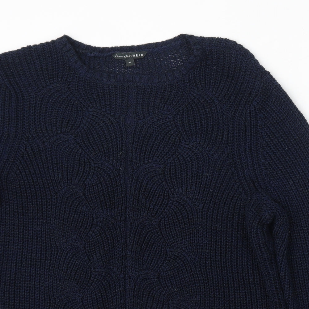 Love Knitwear Womens Blue Round Neck  Polyester Pullover Jumper Size 20