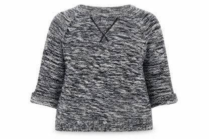 Front view of F&F women’s black round neck acrylic jumper, size UK 14