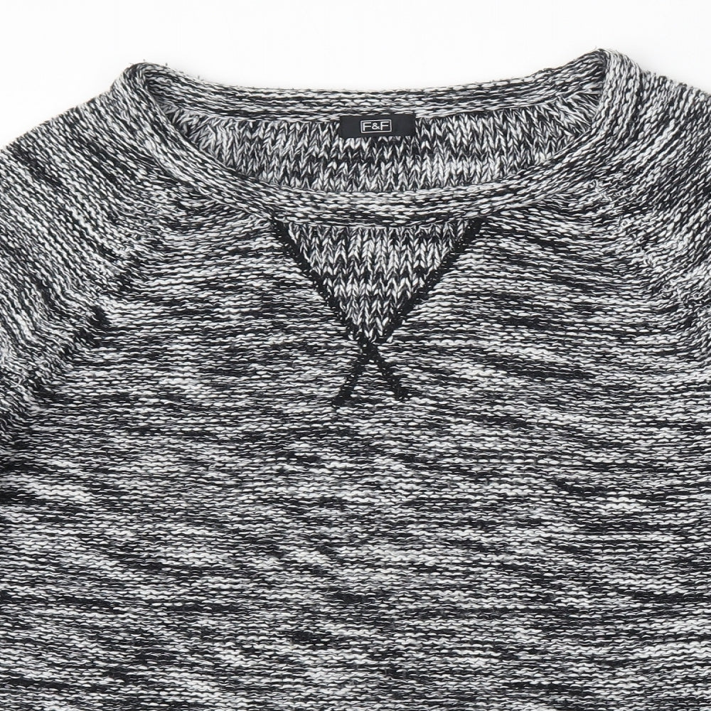 F&F Womens Black Round Neck  Acrylic Pullover Jumper Size 14