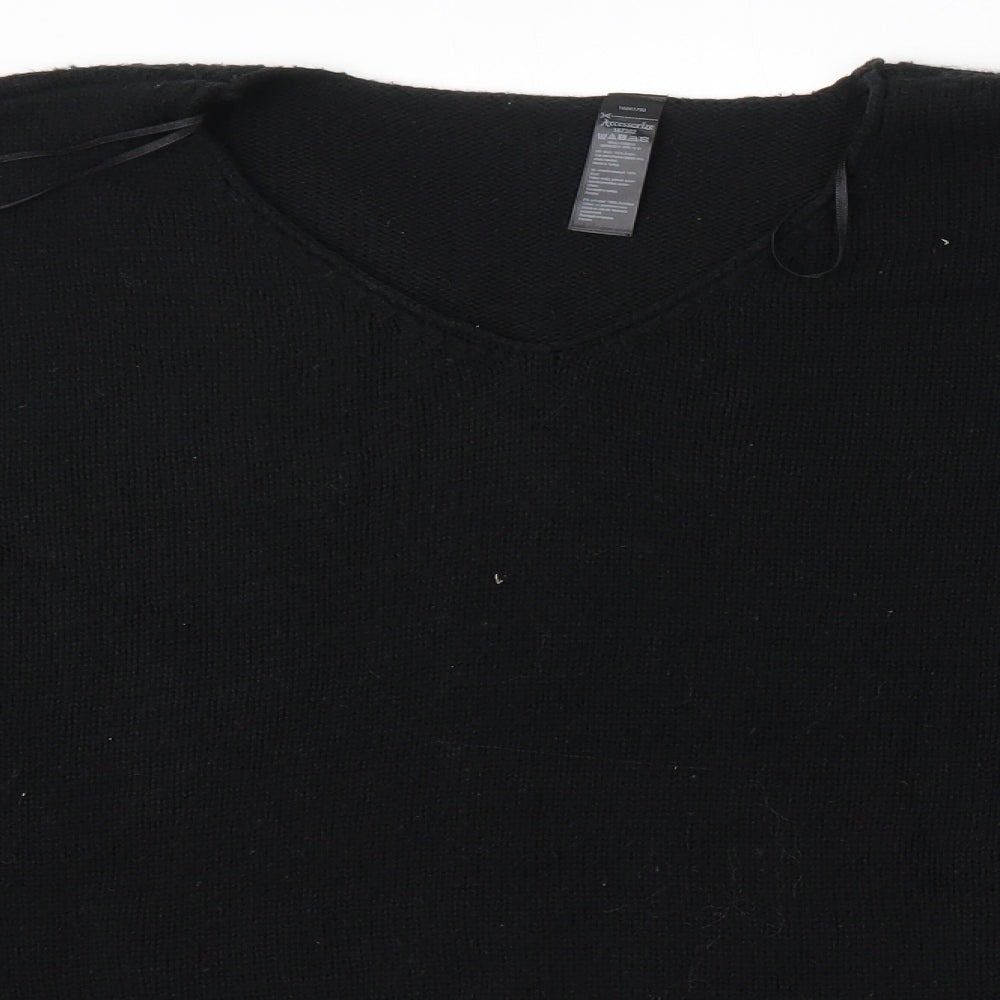 Accessorize Womens Black V-Neck  Acrylic Pullover Jumper Size L   - Shawl